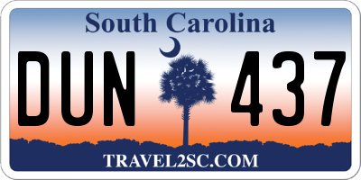 SC license plate DUN437