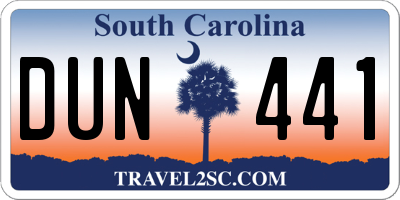 SC license plate DUN441