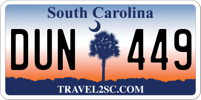 SC license plate DUN449