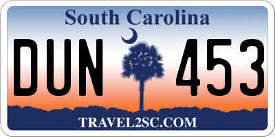 SC license plate DUN453