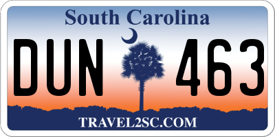 SC license plate DUN463