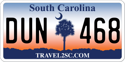 SC license plate DUN468