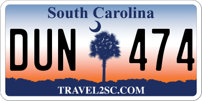 SC license plate DUN474