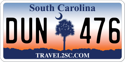 SC license plate DUN476
