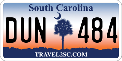 SC license plate DUN484