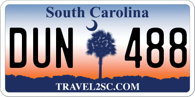 SC license plate DUN488