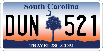 SC license plate DUN521