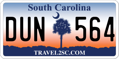 SC license plate DUN564