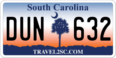 SC license plate DUN632