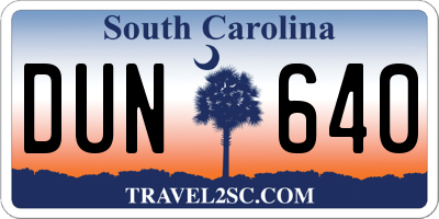 SC license plate DUN640