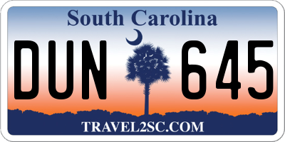 SC license plate DUN645
