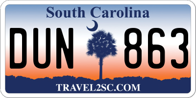 SC license plate DUN863