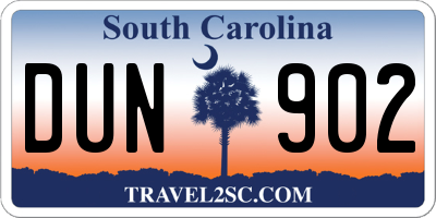 SC license plate DUN902