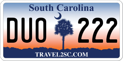 SC license plate DUO222