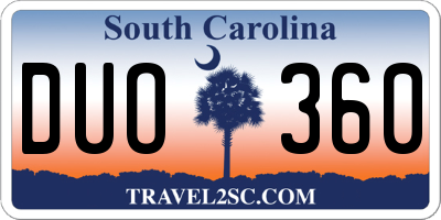 SC license plate DUO360