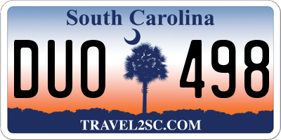 SC license plate DUO498
