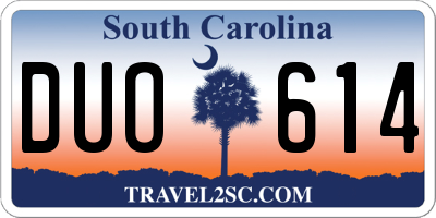 SC license plate DUO614