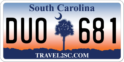 SC license plate DUO681