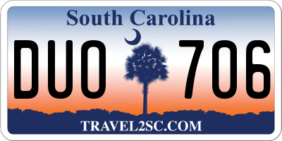 SC license plate DUO706