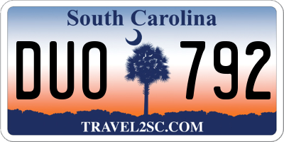 SC license plate DUO792