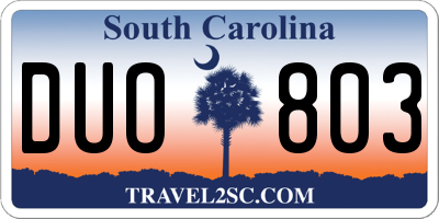 SC license plate DUO803
