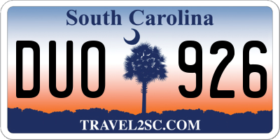 SC license plate DUO926