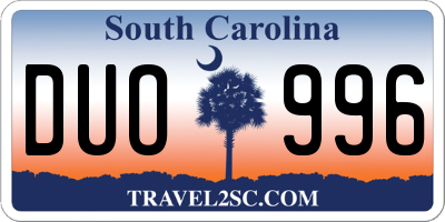 SC license plate DUO996