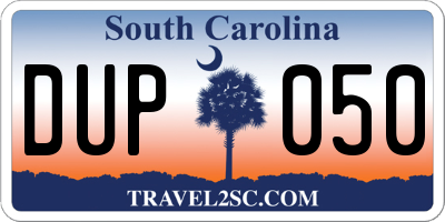 SC license plate DUP050