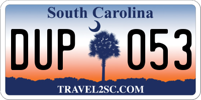 SC license plate DUP053