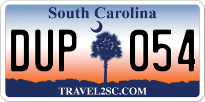 SC license plate DUP054