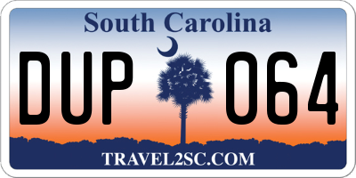 SC license plate DUP064