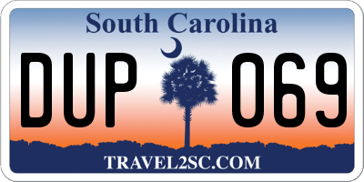 SC license plate DUP069