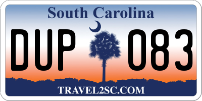 SC license plate DUP083