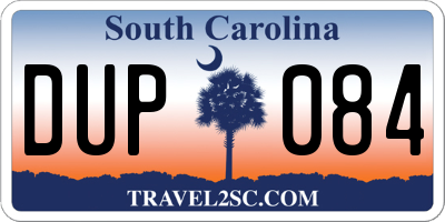 SC license plate DUP084