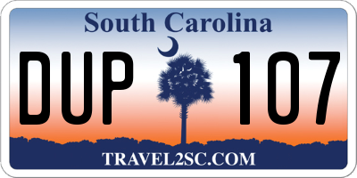 SC license plate DUP107
