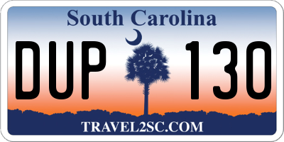 SC license plate DUP130