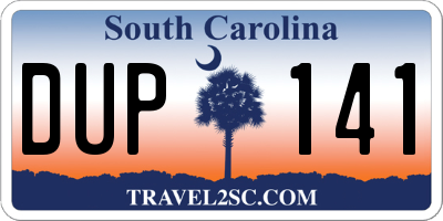 SC license plate DUP141
