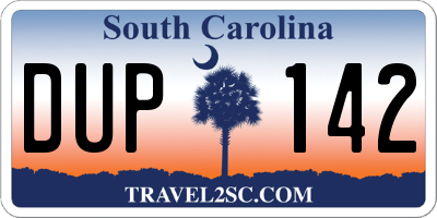 SC license plate DUP142