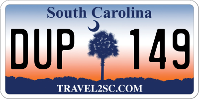 SC license plate DUP149