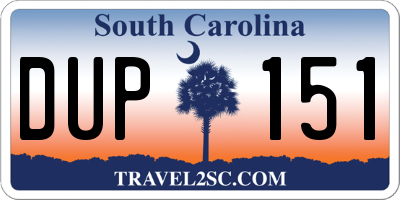 SC license plate DUP151