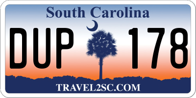SC license plate DUP178
