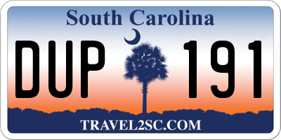 SC license plate DUP191