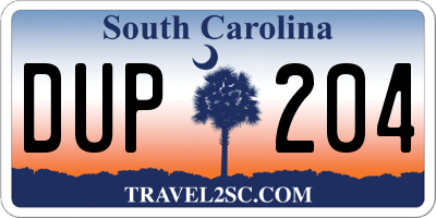SC license plate DUP204