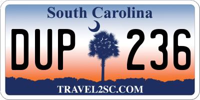 SC license plate DUP236