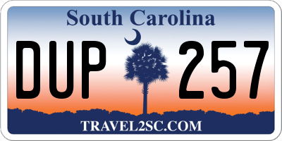 SC license plate DUP257