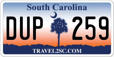 SC license plate DUP259