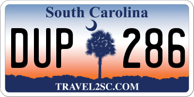 SC license plate DUP286
