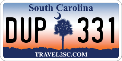 SC license plate DUP331