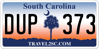 SC license plate DUP373