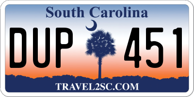 SC license plate DUP451